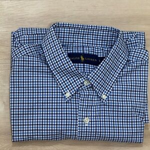 Polo Ralph Lauren - NWOT - Blue Gingham Pattern - Men's Button up - Large